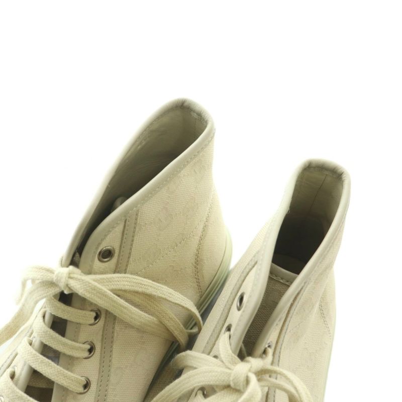 Gucci High Cut Sneakers Shoes GG Pattern Canvas 7 26.0 cm Light Beige