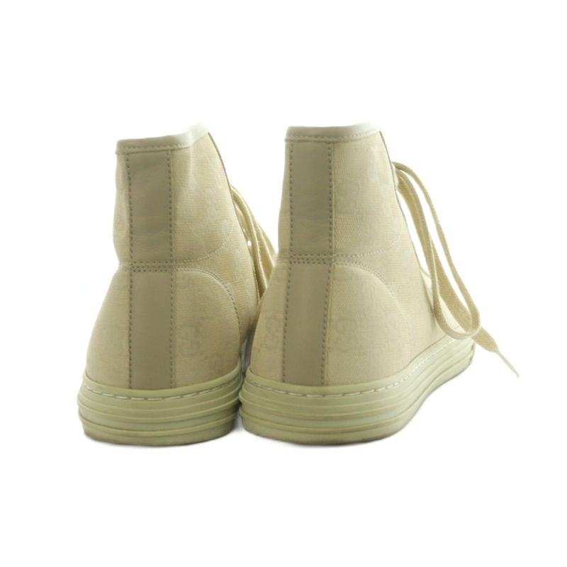 Gucci High Cut Sneakers Shoes GG Pattern Canvas 7 26.0 cm Light Beige
