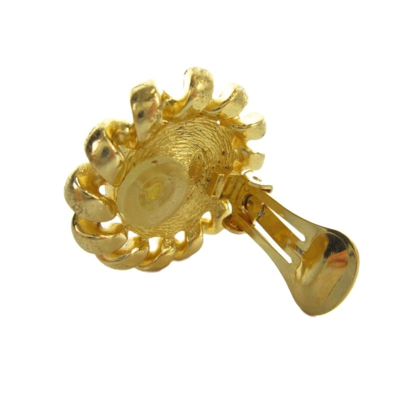 Dior Earrings Clip Type Real Pearl Gold