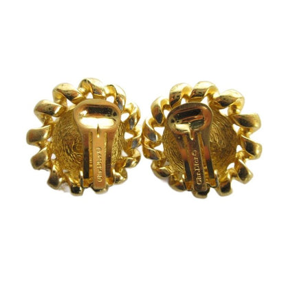 Dior Earrings Clip Type Real Pearl Gold