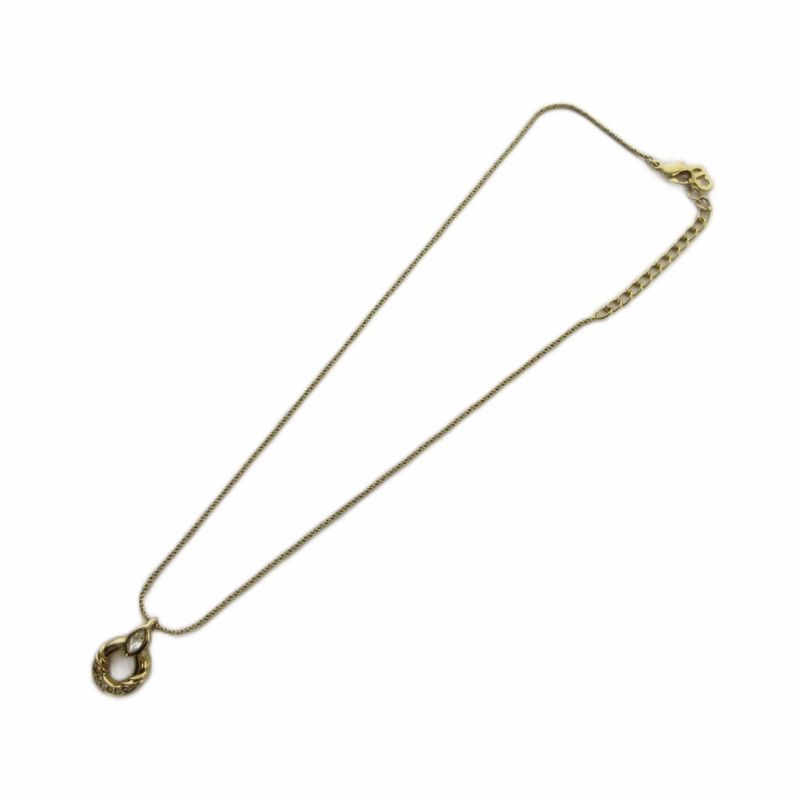 Dior Necklace Pendant Line Stone Circle Logo Gold