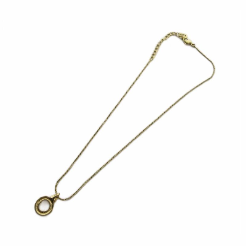 Dior Necklace Pendant Line Stone Circle Logo Gold