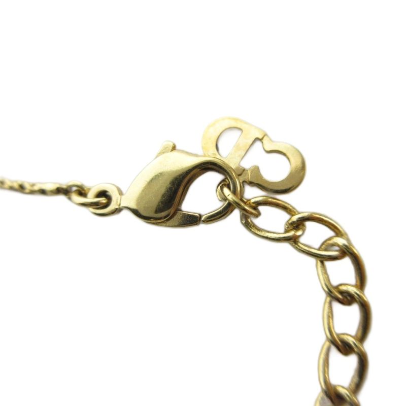 Dior Necklace Pendant Line Stone Circle Logo Gold