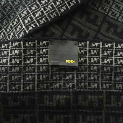 Fendi Scarf Wool Zucca Pattern Black Gray