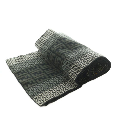 Fendi Scarf Wool Zucca Pattern Black Gray