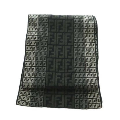 Fendi Scarf Wool Zucca Pattern Black Gray
