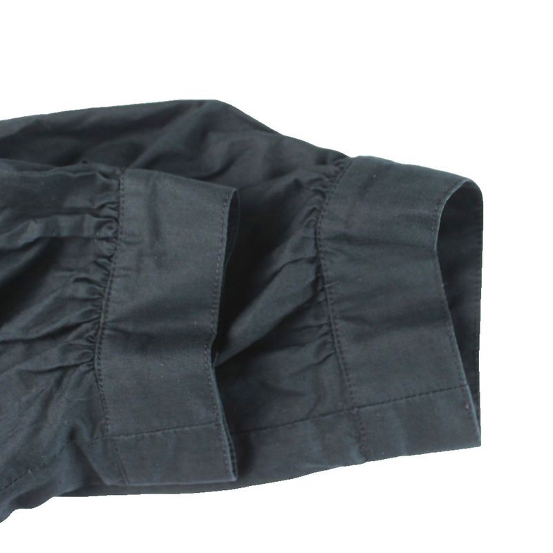 Chanel Dress Long Short Sleeve Gathered Cotton 36 Black MW