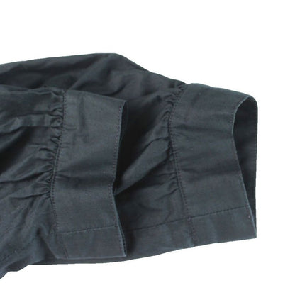 Chanel Dress Long Short Sleeve Gathered Cotton 36 Black MW