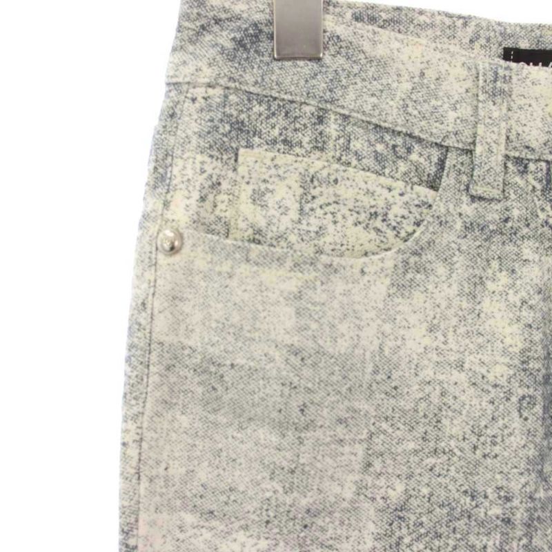 Chanel Stretch Cotton Pants Cropped 34 Blue White or Calf Pattern YM