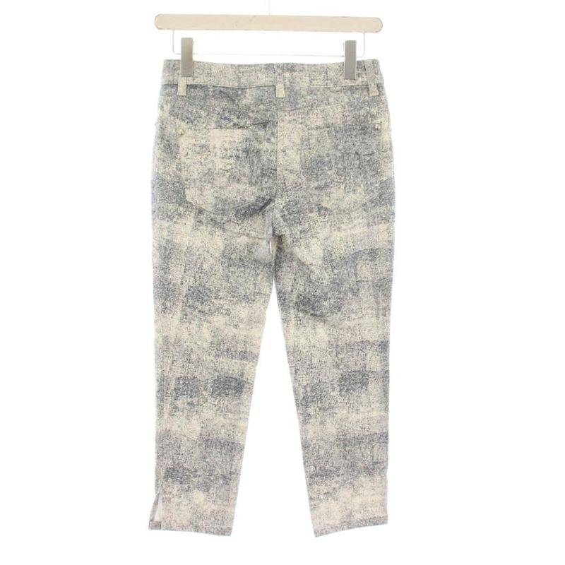 Chanel Stretch Cotton Pants Cropped 34 Blue White or Calf Pattern YM