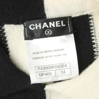 Chanel Polo Shirt Knit Cashmere Ivory Black MW