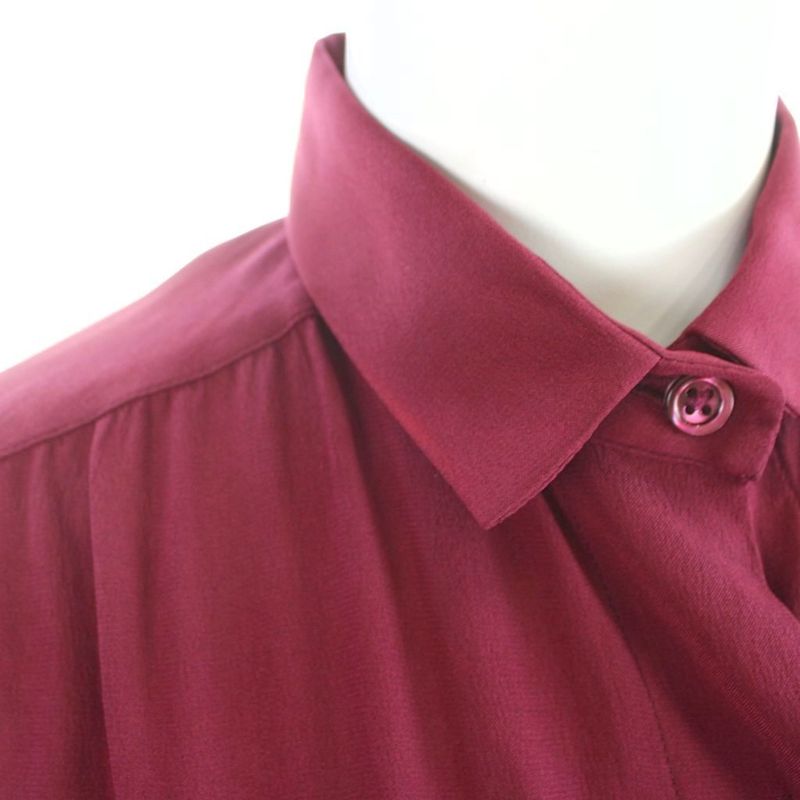 Chanel Creations Paris Vintage Shirt Blouse Short Sleeve CC Logo 8 Red Gold