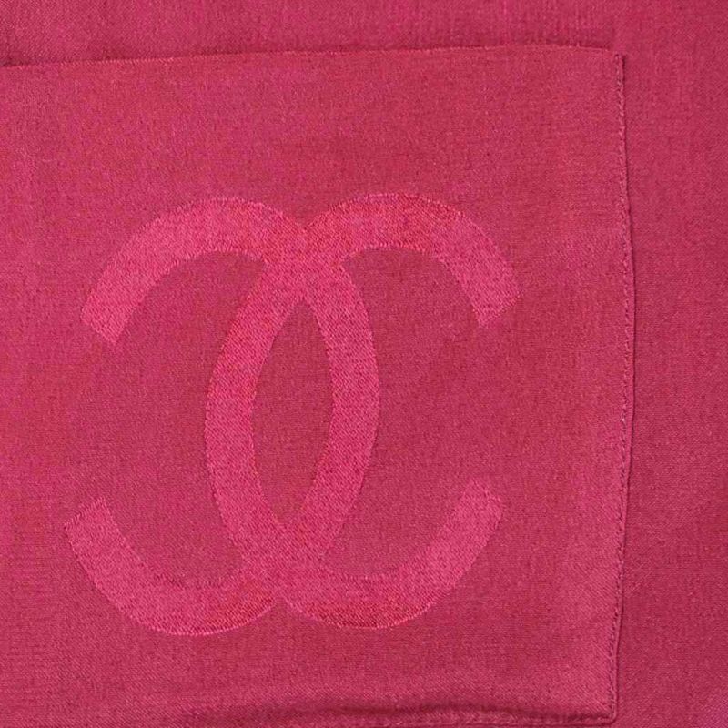 Chanel Creations Paris Vintage Shirt Blouse Short Sleeve CC Logo 8 Red Gold