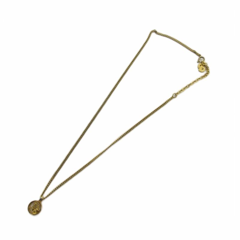 Dior Necklace Pendant Trotter Logo Circle Gold