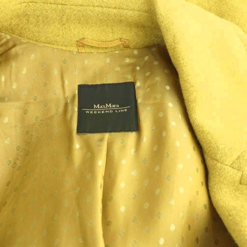 Max Mara Weekend Line Long Coat with Belt 38 Yellow Green DF