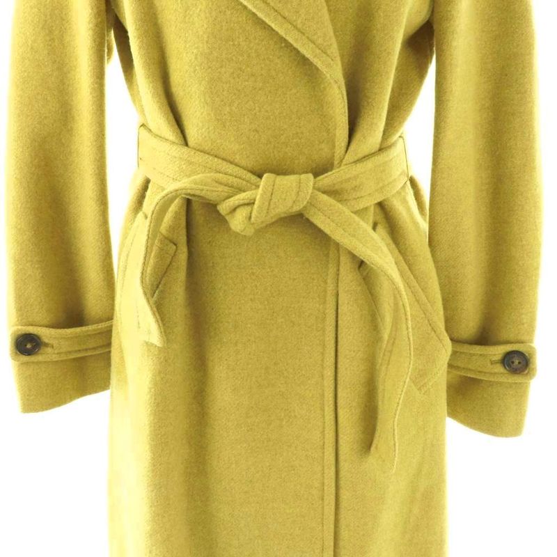 Max Mara Weekend Line Long Coat with Belt 38 Yellow Green DF