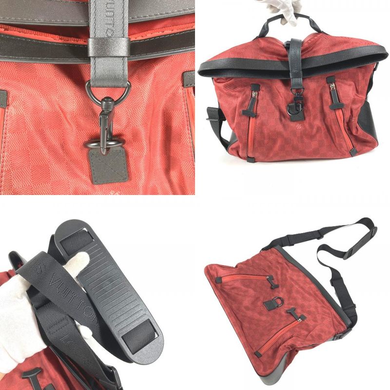Louis Vuitton Shoulder Bag Sora No Leather Nylon Red