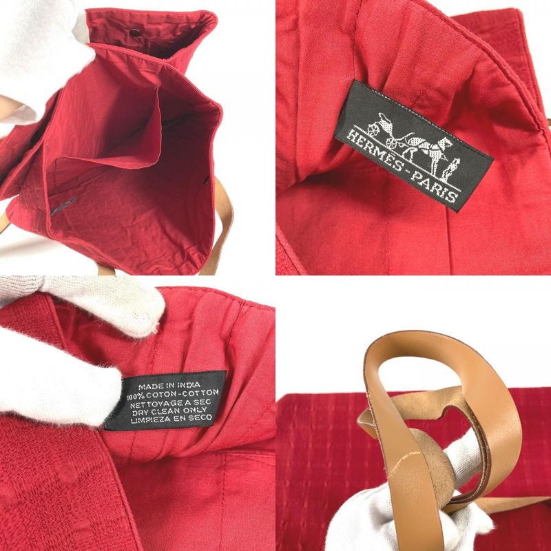 Hermes Shoulder Bag Amedaba Cabas Dopoche Cotton Red