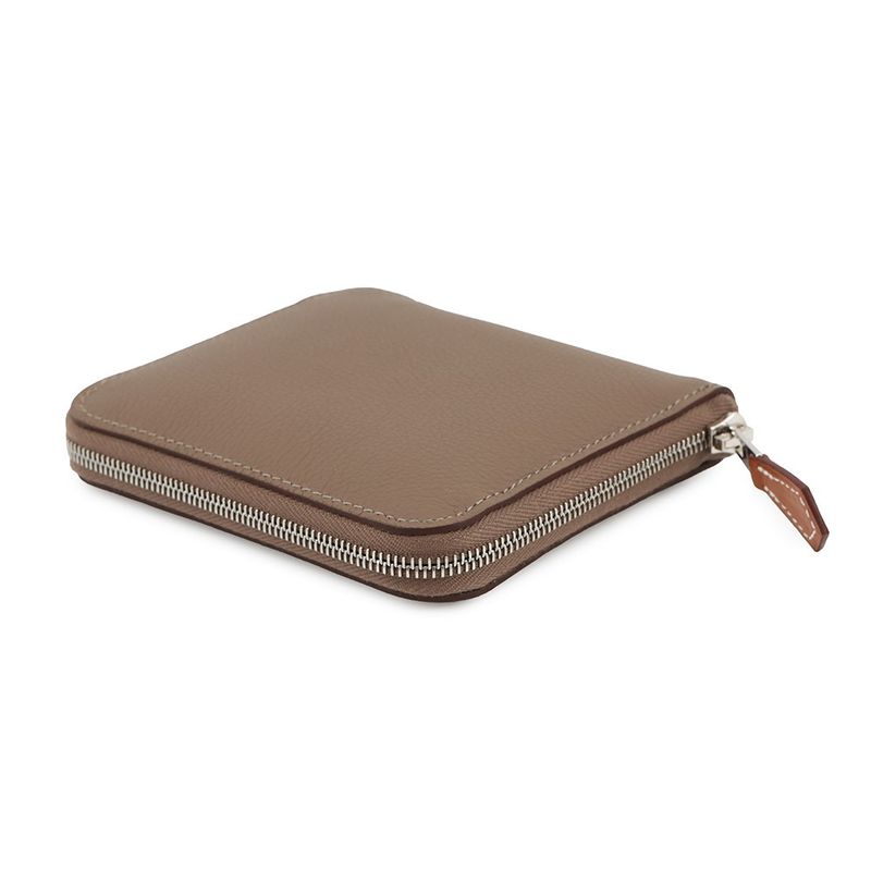 Hermes Coin Case Azap Compact Silk in Etoupe Silver