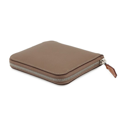 Hermes Coin Case Azap Compact Silk in Etoupe Silver