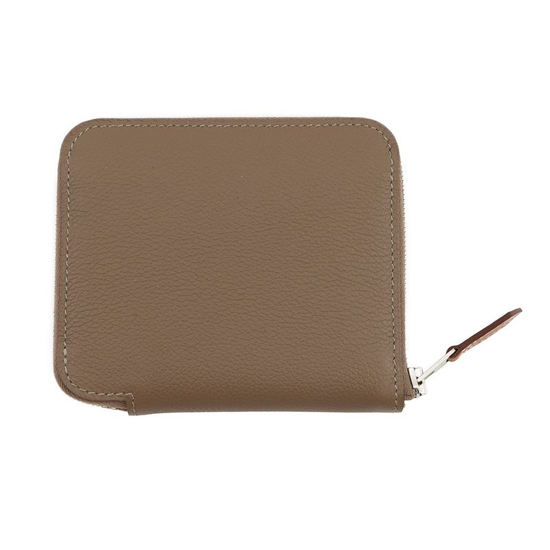 Hermes Coin Case Azap Compact Silk in Etoupe Silver