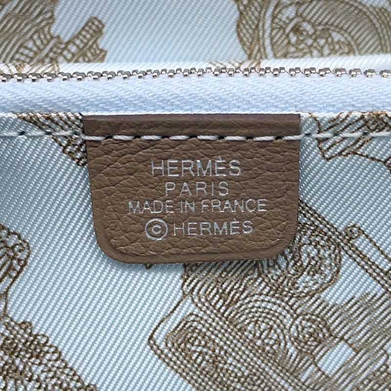 Hermes Coin Case Azap Compact Silk in Etoupe Silver