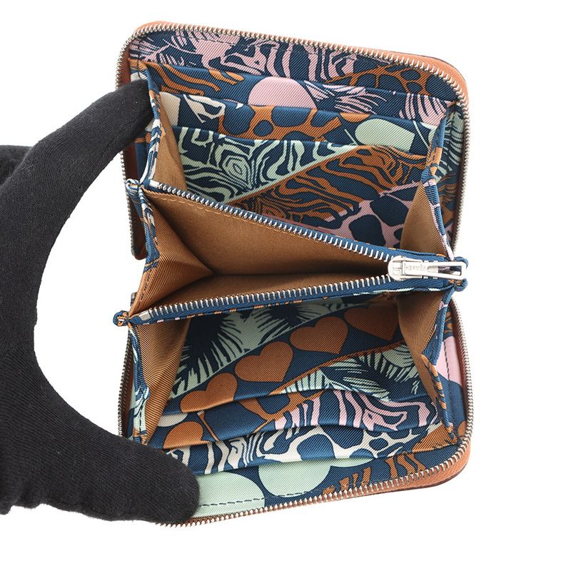 Hermes Coin Case Azappu Compact Silk in Gold Silver