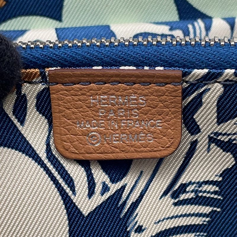 Hermes Coin Case Azappu Compact Silk in Gold Silver