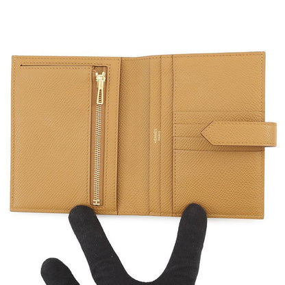 Hermes Bifold Wallet Bearn Compact Sesame Gold Epsom