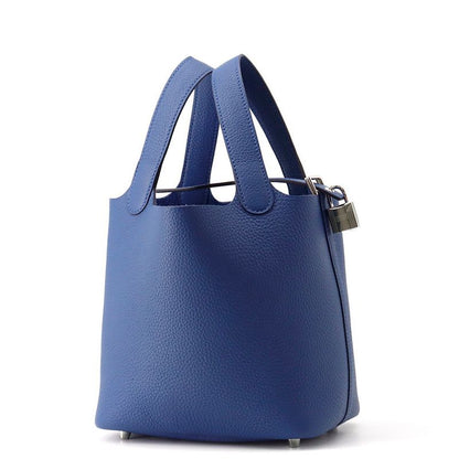 Hermes Handbag Picotin Lock PM Blue Tie Silver Taurillon Clemence