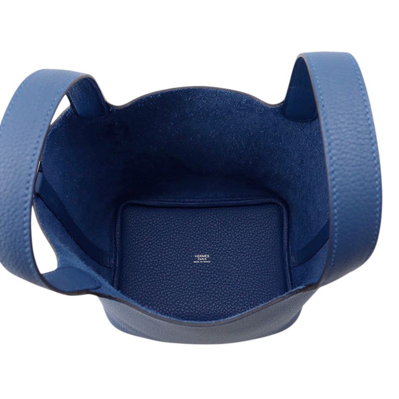 Hermes Handbag Picotin Lock PM Blue Tie Silver Taurillon Clemence