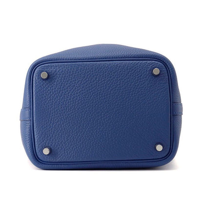 Hermes Handbag Picotin Lock PM Blue Tie Silver Taurillon Clemence