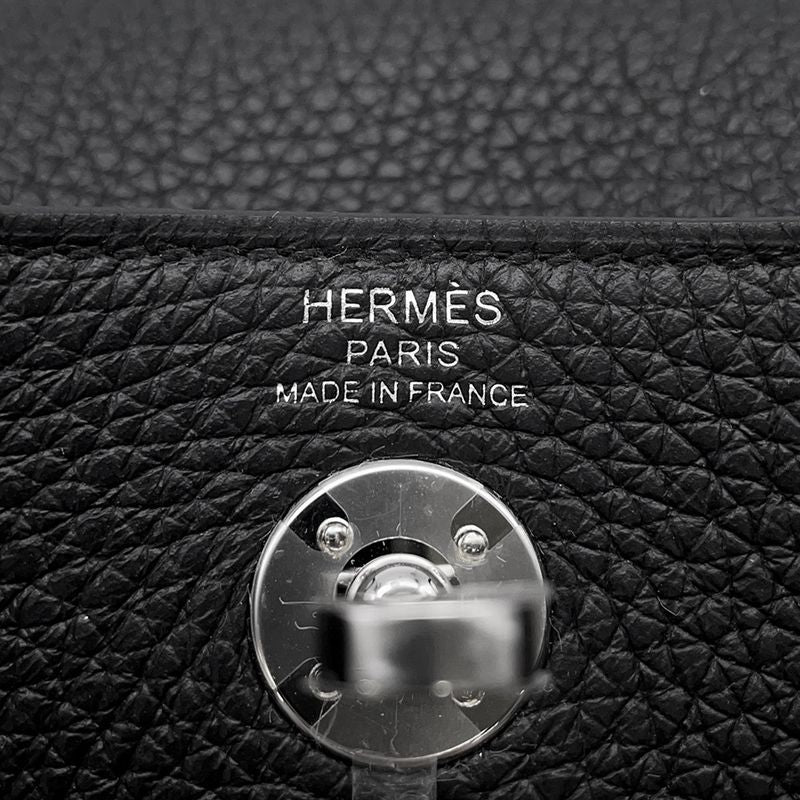 Hermes Lindy Mini Black Silver Taurillon Clemence 2-Way Handbag