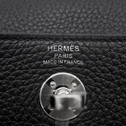 Hermes Lindy Mini Black Silver Taurillon Clemence 2-Way Handbag