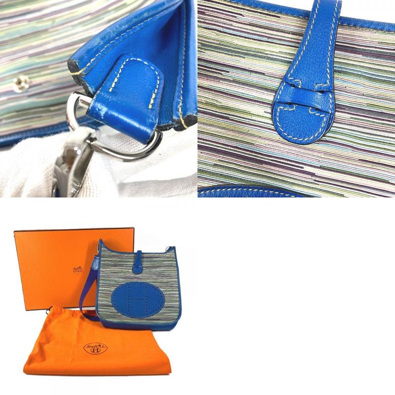 Hermes Shoulder Bag Evelyne 1 Leather Blue