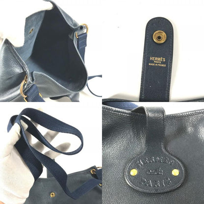 Hermes Shoulder Bag Rodeo Logo Leather Navy