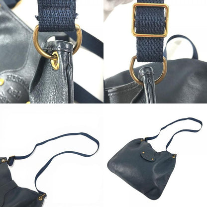Hermes Shoulder Bag Rodeo Logo Leather Navy