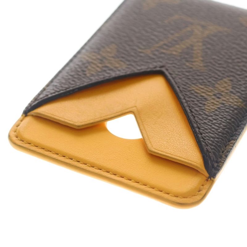 Louis Vuitton Monogram Macassar Card Holder Magnet Case Orange Brown
