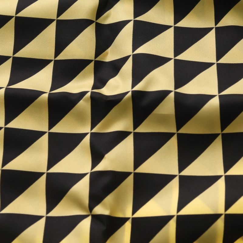 Prada Triangle Logo Print Silk Twill Scarf Black Gold