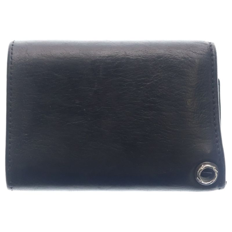 Chrome Hearts 3 Fold Cross Ball Button Leather Wallet Black