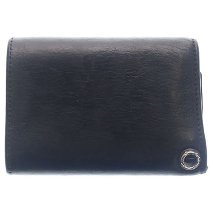 Chrome Hearts 3 Fold Cross Ball Button Leather Wallet Black