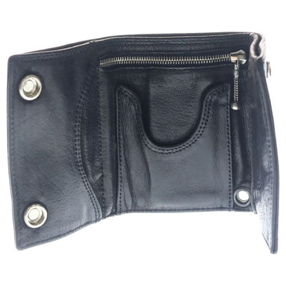 Chrome Hearts 3 Fold Cross Ball Button Leather Wallet Black