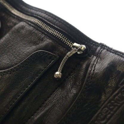 Chrome Hearts 3 Fold Cross Ball Button Leather Wallet Black