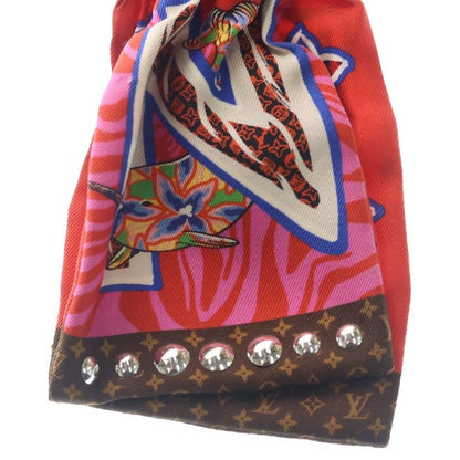 Louis Vuitton Studded Monogram Bandeau Silk Scarf Red Brown