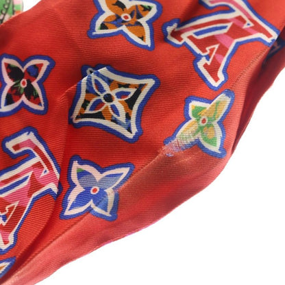 Louis Vuitton Studded Monogram Bandeau Silk Scarf Red Brown