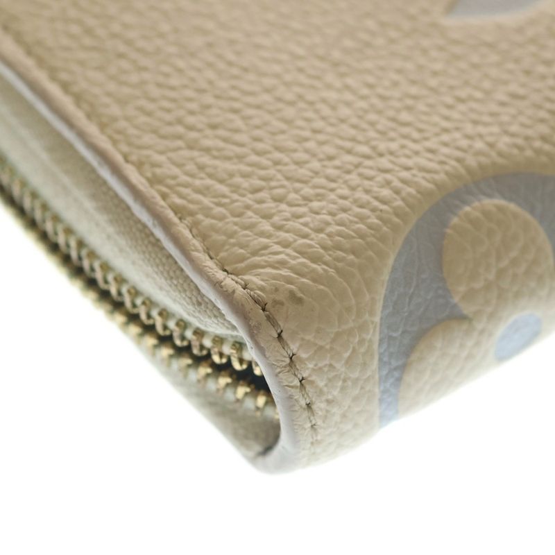 Louis Vuitton Monogram Empreinte Zippy Wallet Round Zip Card Case Ivory Light
