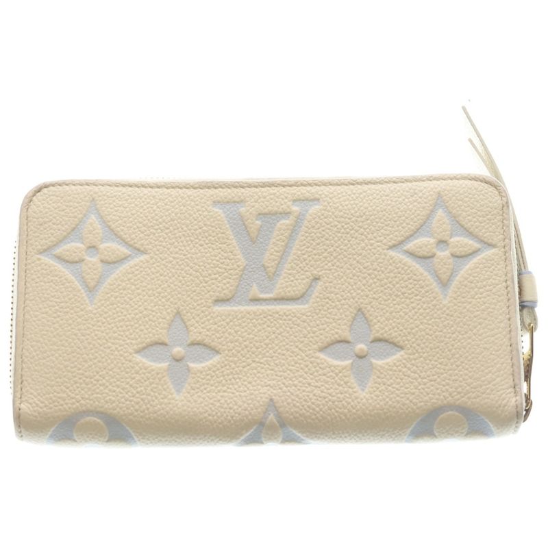 Louis Vuitton Monogram Empreinte Zippy Wallet Round Zip Card Case Ivory Light