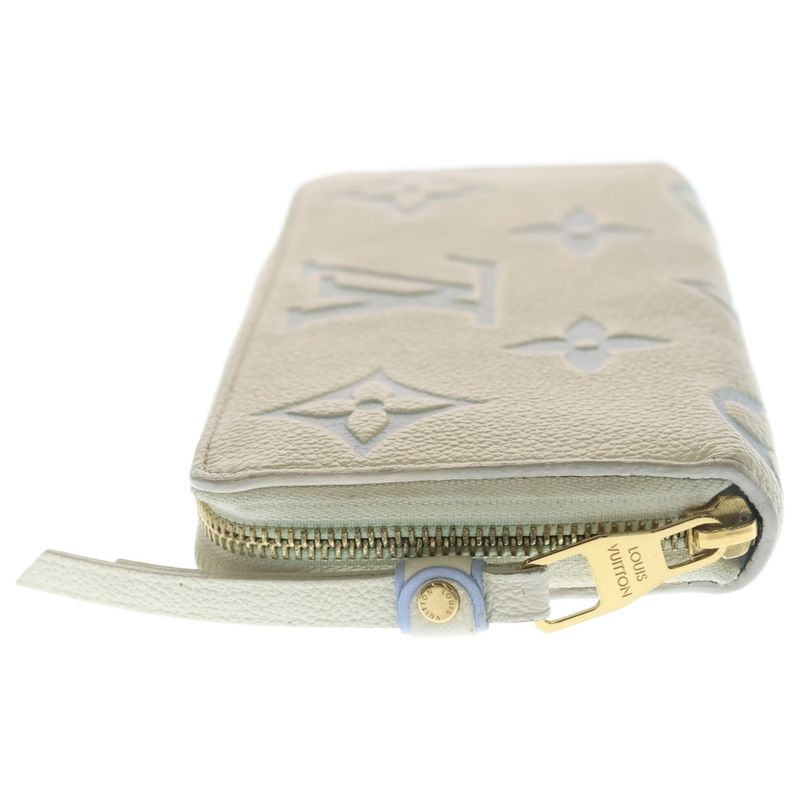 Louis Vuitton Monogram Empreinte Zippy Wallet Round Zip Card Case Ivory Light