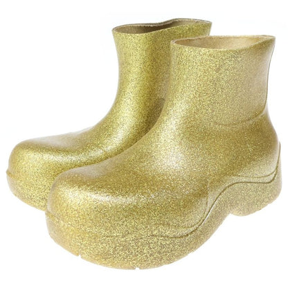 Bottega Veneta Puddle Ankle Boot Sparkle Rubber Paddle Boots Gold