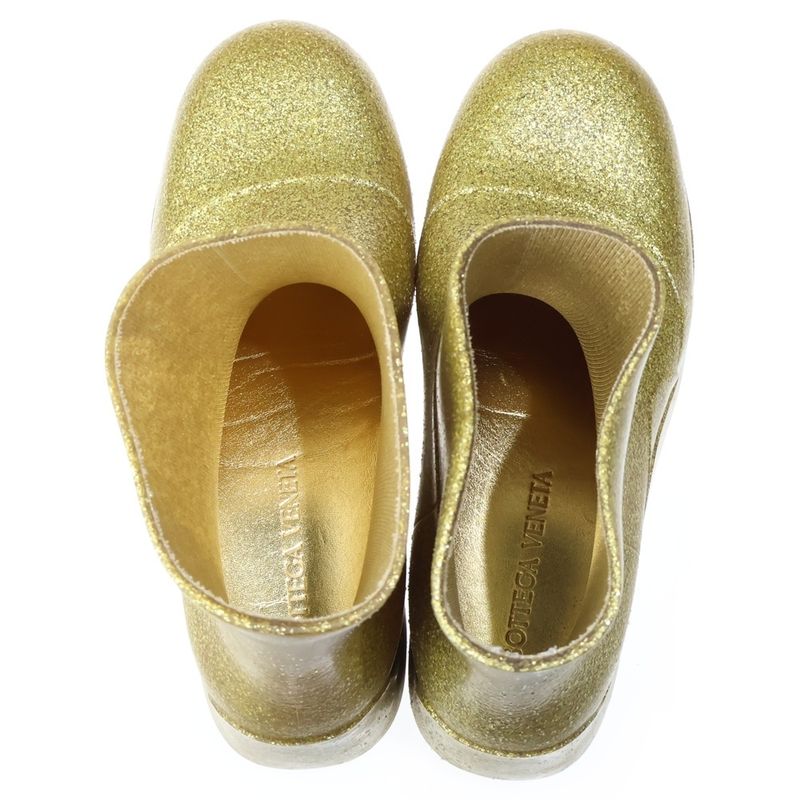 Bottega Veneta Puddle Ankle Boot Sparkle Rubber Paddle Boots Gold